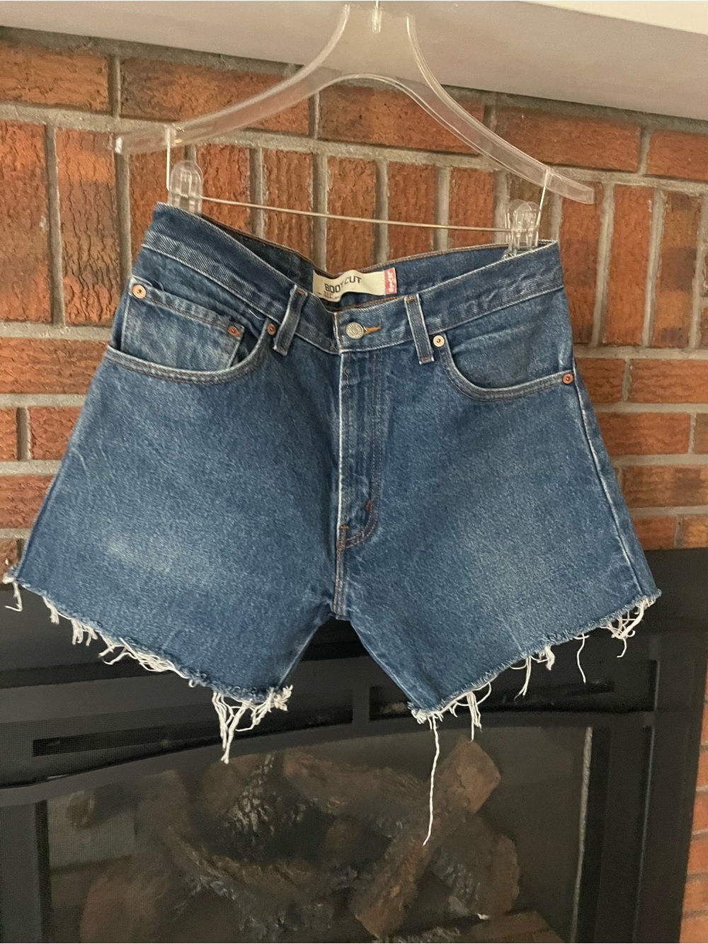 Levi's Dark Blue Raw Hem Denim cutoffs